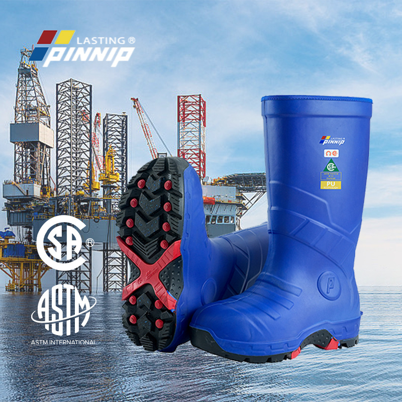 PINNIP PU boots petroleum work boots oil resistant tough rubber CSA men's safety boots