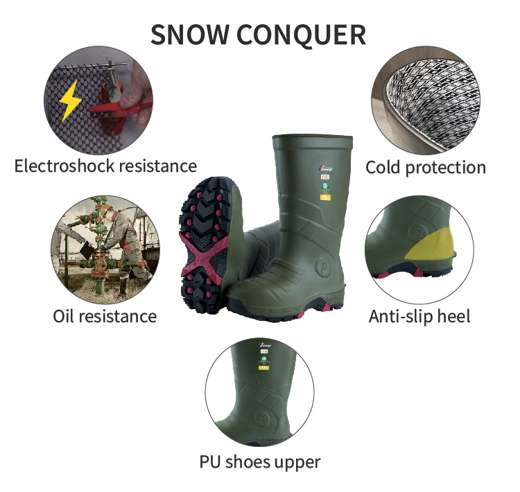 PINNIP Insulated Work Boots Wellington Safety Shoes Pu Boots composite toe work boots