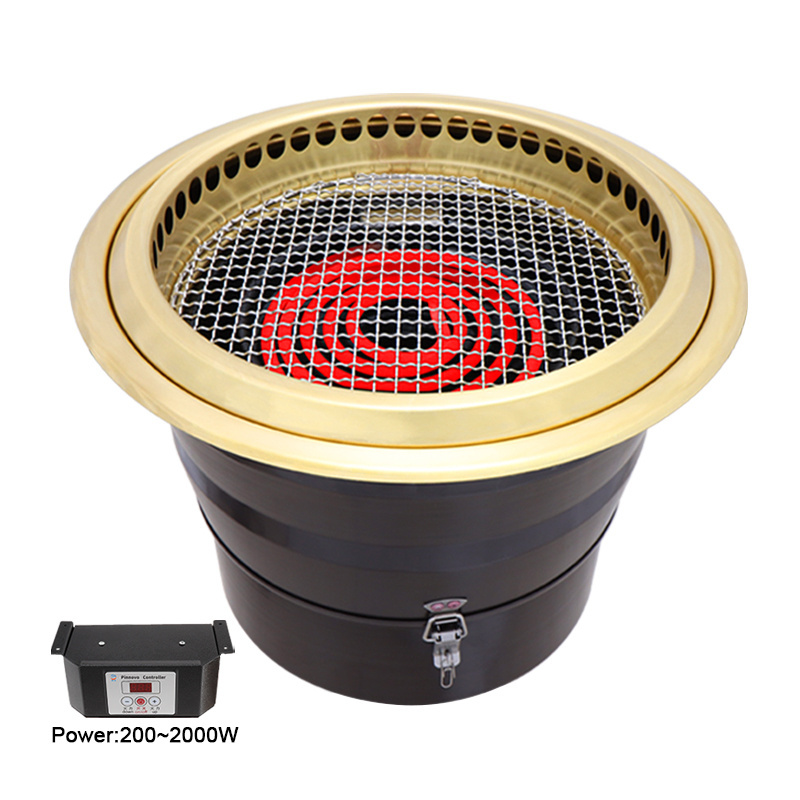 PINNOVO electric 2in1 hotpot and bbq grill copper electric hot pot and bbq grill lower air outlet japanese electric bbq grill