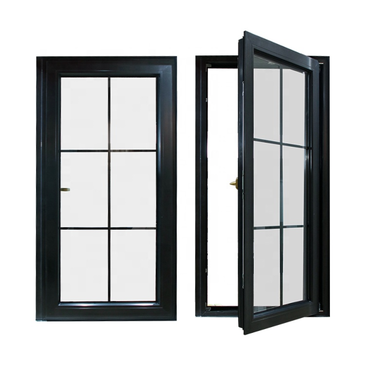 arched white aluminum frame tempered glass inswing open style french casement window