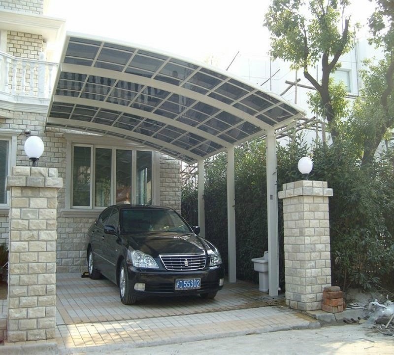 Aluminum frame solid PC board double carport car parking shed for villa