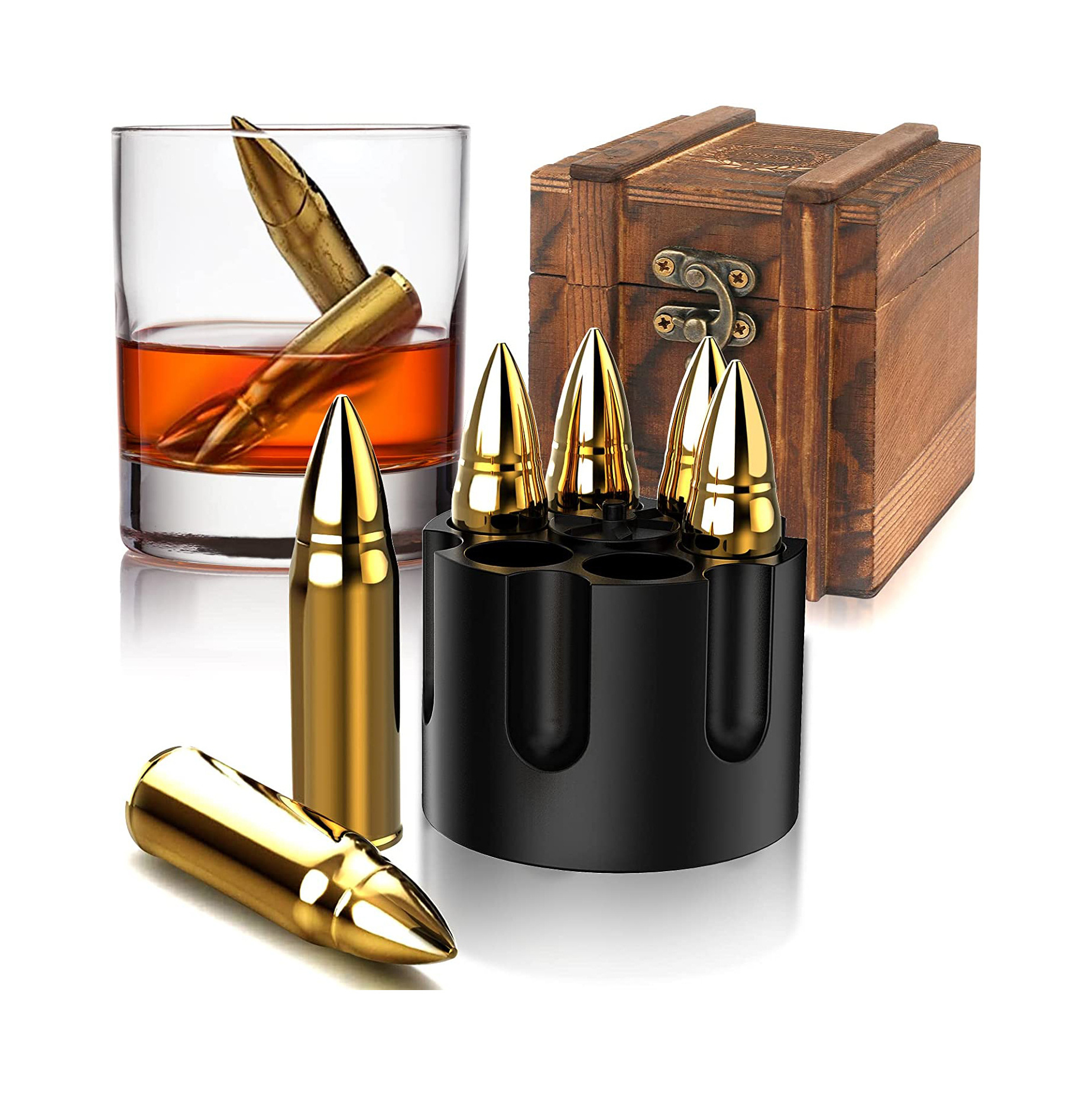 Stainless Steel Bar Wisky Chiller Stones Ice Cube Whisky Glass With Whiskey Stones Set Gift Box Set