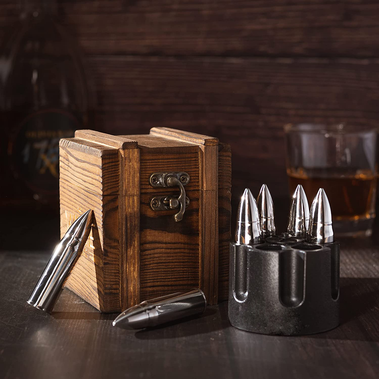 Stainless Steel Bar Wisky Chiller Stones Ice Cube Whisky Glass With Whiskey Stones Set Gift Box Set