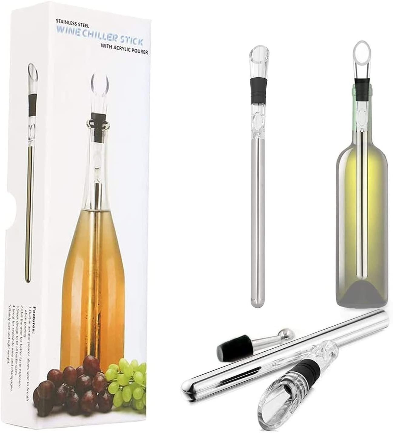 Bar accessories portable insulated stainless steel coolers wine bottle cooler stick single bottle wine chiller