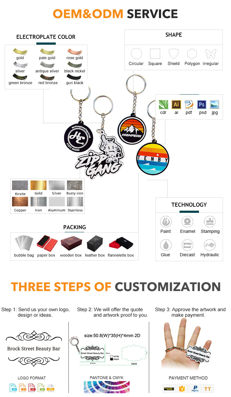 Personalized promotional custom made rubber keychains cartoon anime soft pvc 2d/3d silicone figurine key chain cute keychains