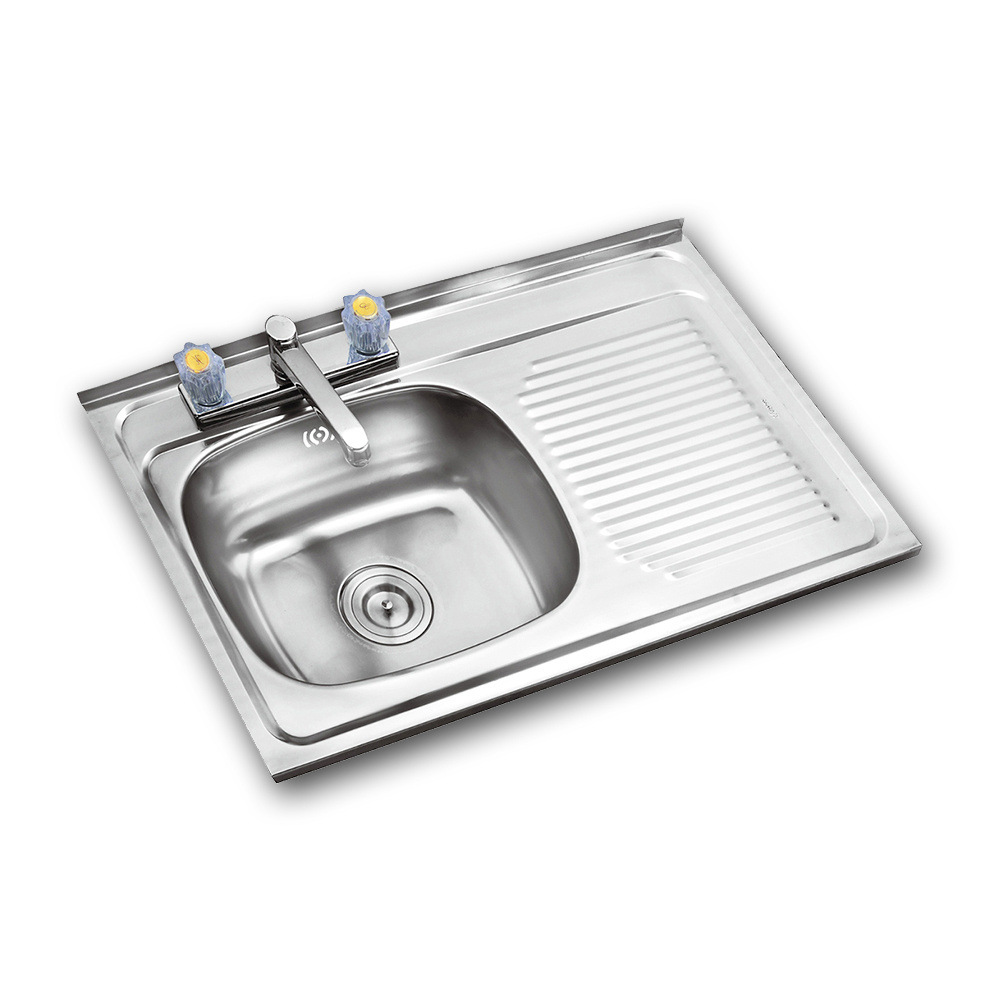 Fregadero Kitchen Sink with Backsplash Stainless Steel 80x50cm Graphic Design Customized Modern Polished Single Bowl Rectangular