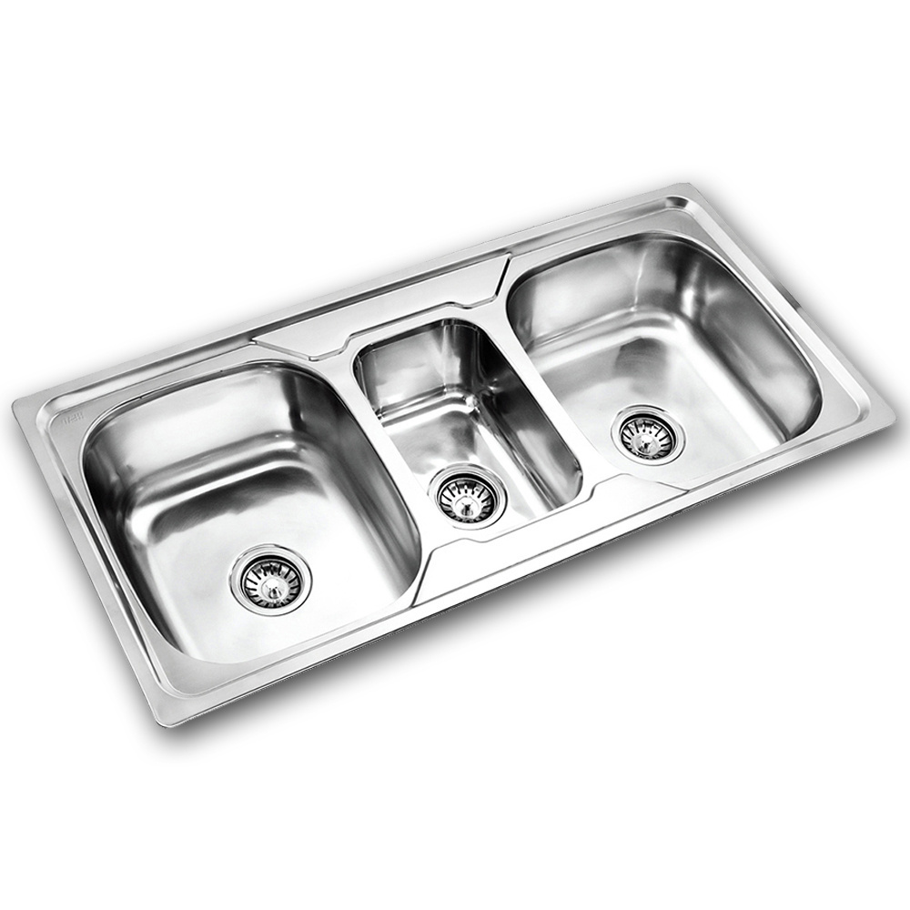 Sink Two and Half Bowl Stainless Steel Kitchen Graphic Design Customized Modern Polished Aluminium Kitchen Sink with Drain