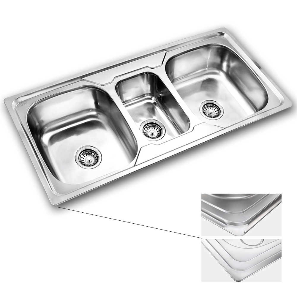 Sink Two and Half Bowl Stainless Steel Kitchen Graphic Design Customized Modern Polished Aluminium Kitchen Sink with Drain