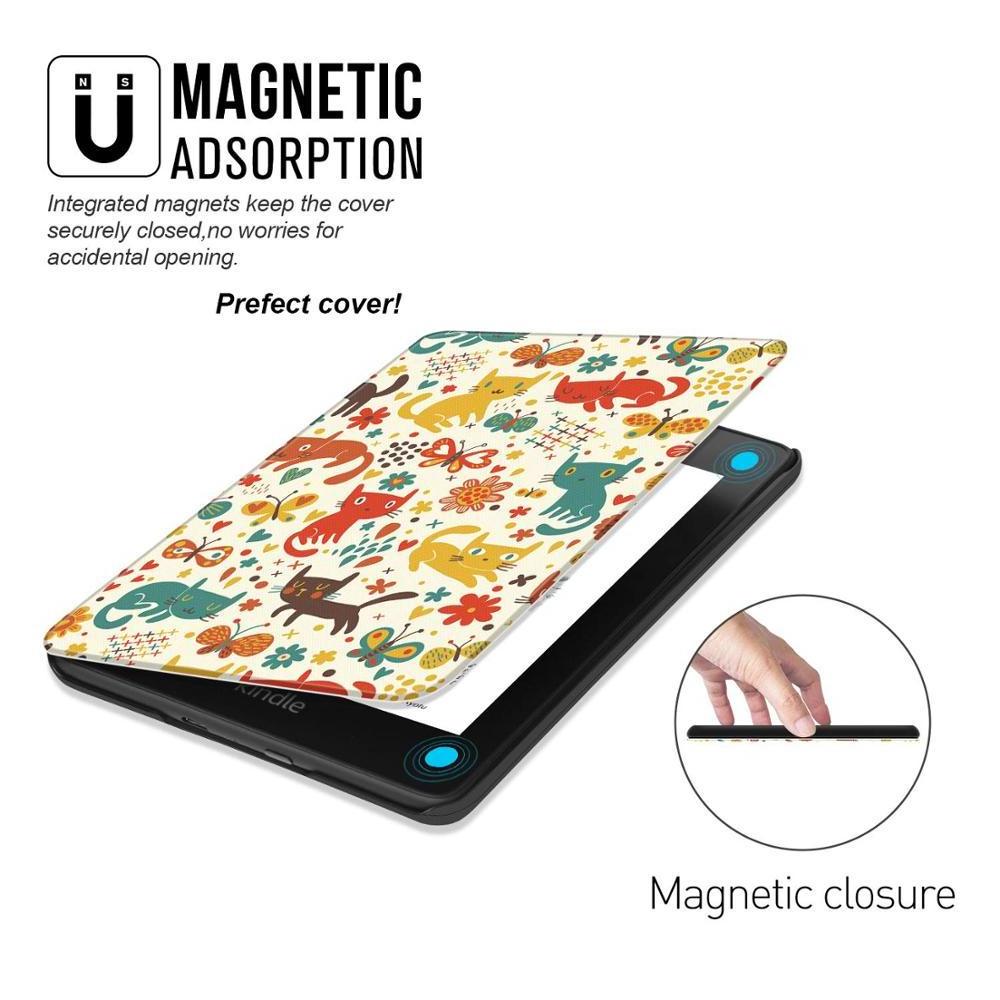 Colorful printed pattern magnetic leather case for Amazon Kindle Paperwhite 4