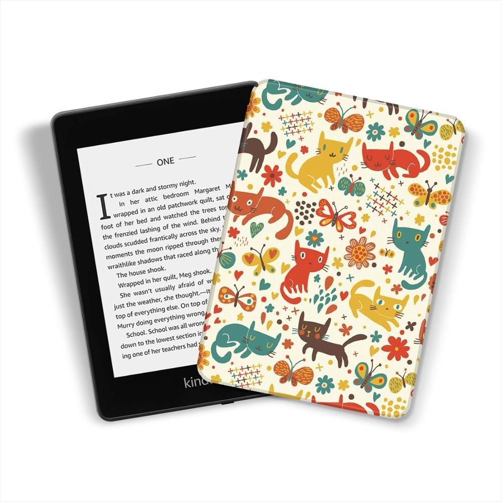 Colorful printed pattern magnetic leather case for Amazon Kindle Paperwhite 4