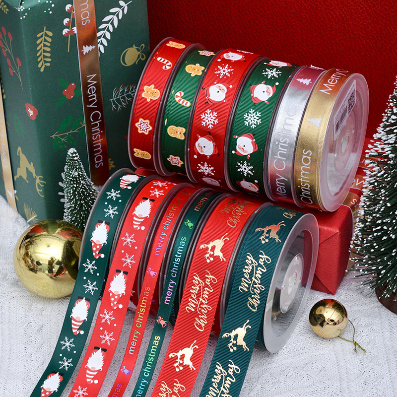 Gift Wrapping Wedding Decoration Hair Bows Christmas Ribbon Printed Grosgrain Ribbons