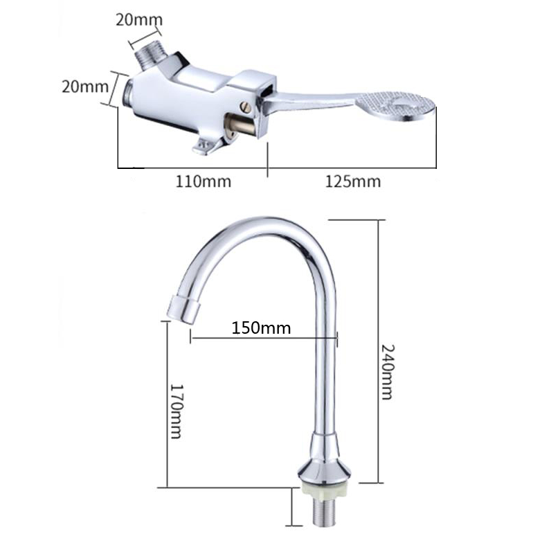 Brass Pedal Control Foot Operated Medical Faucet Grifo Torneira