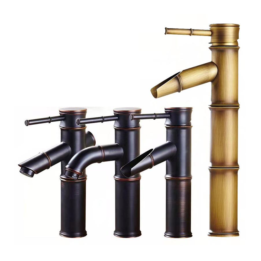 antique brass bamboo basin faucet for bathroom