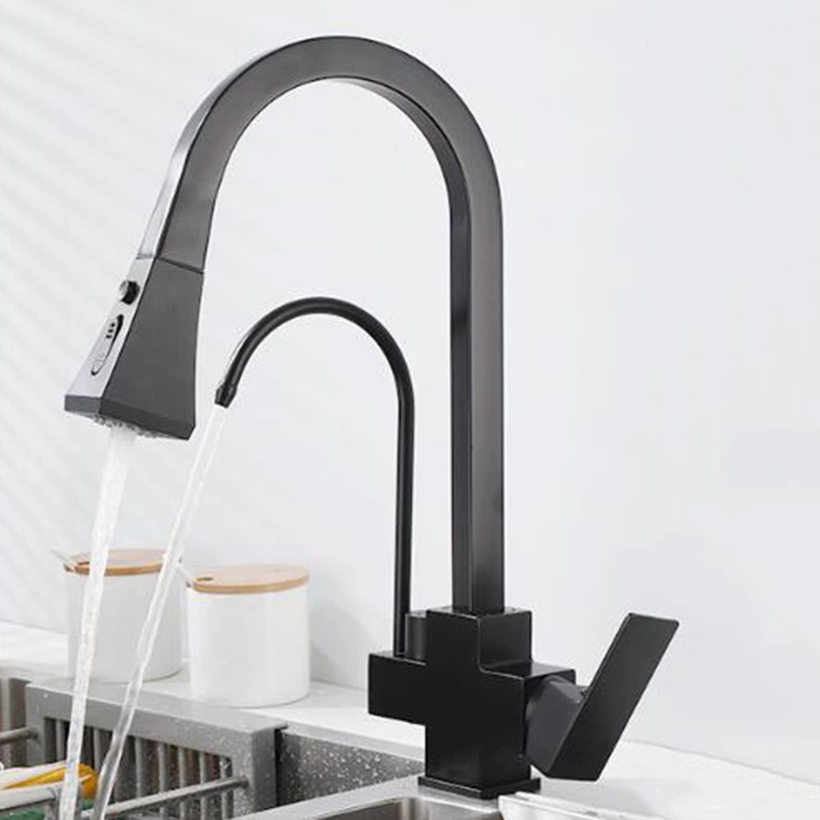 3 way modern Matt black Chrome drinking brass mixer tap filter black pull out kitchen sink faucets