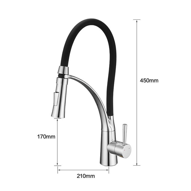 Luxury Modern sanitary ware long neck flexible hose pull Down spray brass kitchen sink faucet grifo moderno