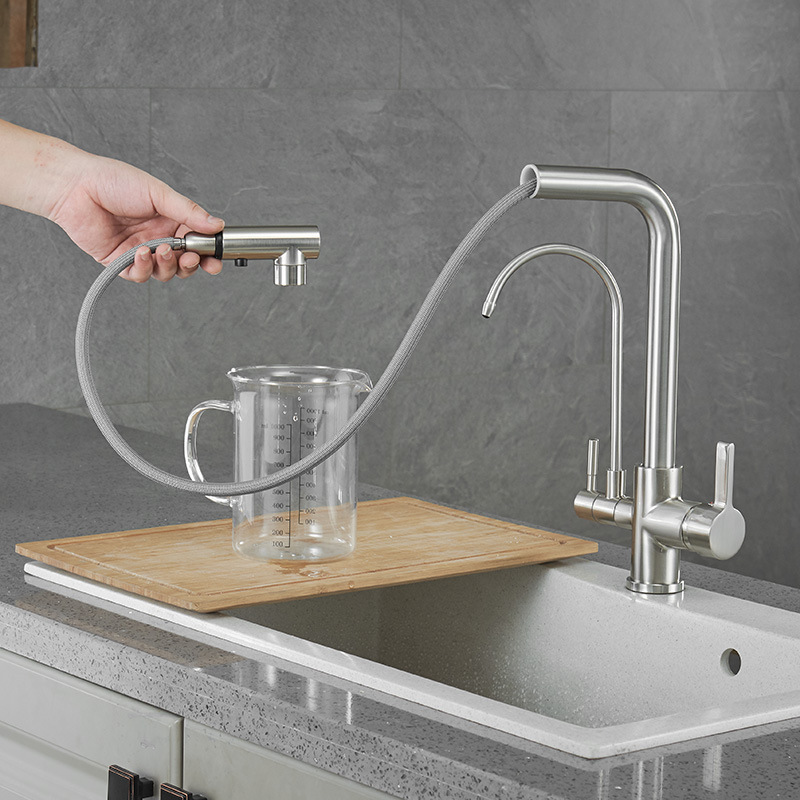 New Function Good Quality Double Pipes Water Purifier Faucet Kitchen Cabinets Sinks Faucets