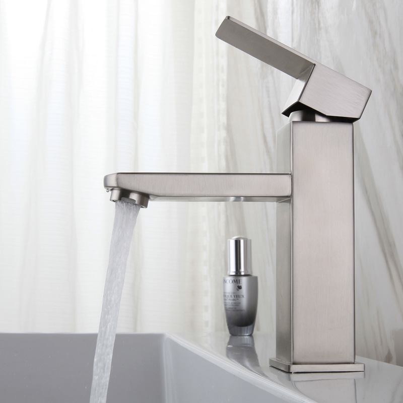 Square Brushed Nickel Stainless Steel Basin Faucets for Bathroom Sink Tap Wasserhahn