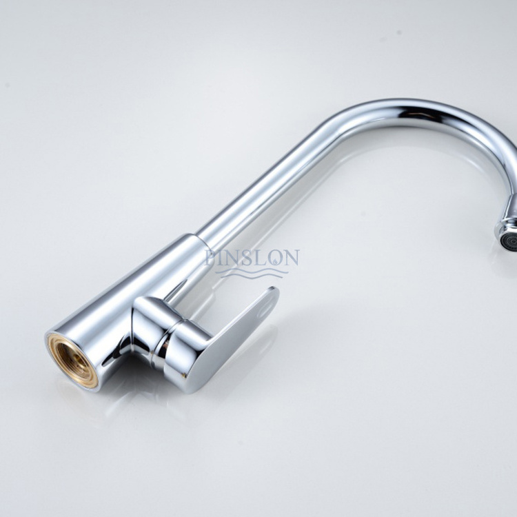 China Sanitary Ware Deck Mounted Gooseneck Single Hole Kitchen Sink Faucet For Kitchen