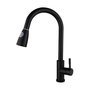 modern design sink mixer matte black pull down kitchen faucet