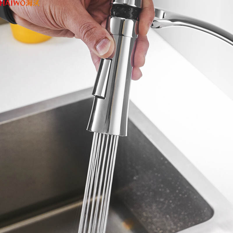 Luxury Modern sanitary ware long neck flexible hose pull Down spray brass kitchen sink faucet grifo moderno