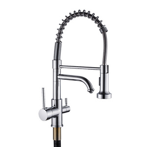 Flexible Cold Hot Mixer Sink Tap SUS304 Stainless Steel Black 360 Rotation Spring Kitchen Faucet with Pull Down Sprayer