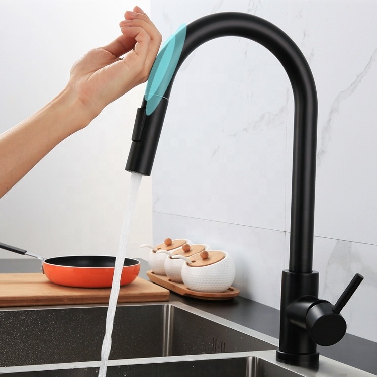 Sensor Stainless Steel 304 Pull Down Touch Kitchen Sensor Faucet Mixer Induction Kitchen Faucet Nickel Motion with Sensor