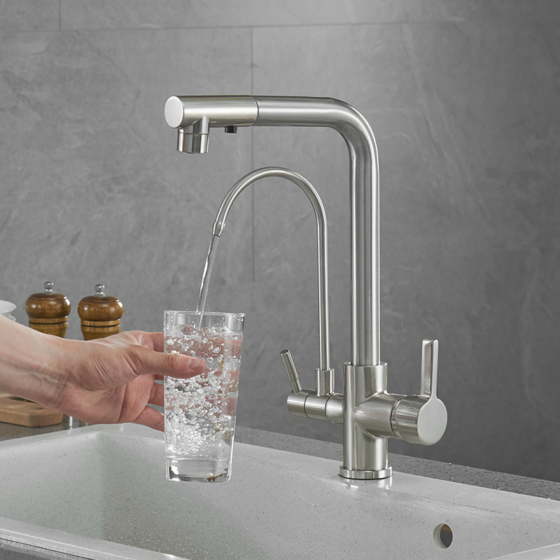 New Function Good Quality Double Pipes Water Purifier Faucet Kitchen Cabinets Sinks Faucets