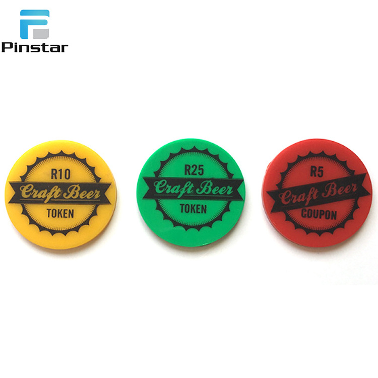 High quality environmental custom plastic token blank coin with printed logo