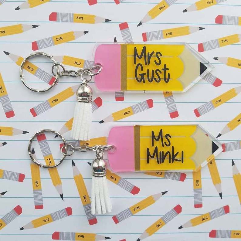 Personalized Teachers Day acrylic pencil keychain