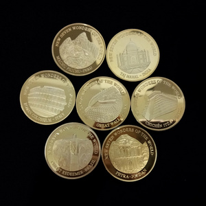 Factory Making Cheap High Quality SEVEN WORLD WONDERS Souvenir Gold Plated Coin