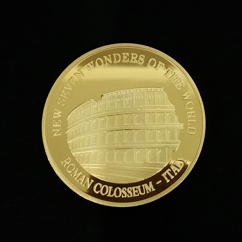 Factory Making Cheap High Quality SEVEN WORLD WONDERS Souvenir Gold Plated Coin