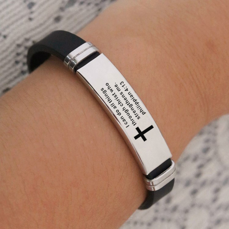 Stainless Steel Christian Bible Scripture Bracelet