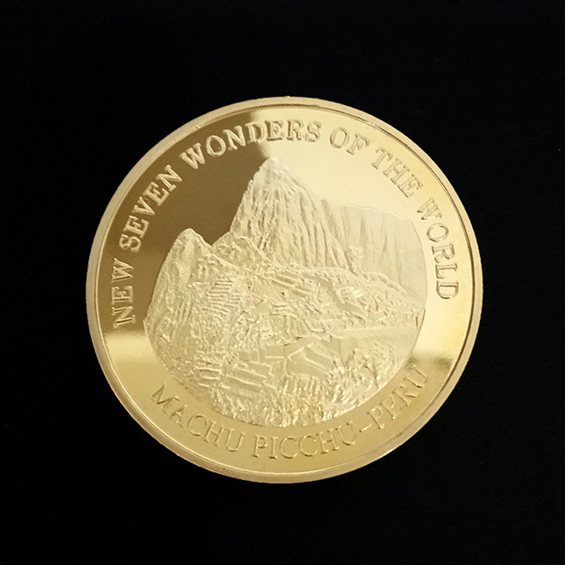 Factory Making Cheap High Quality SEVEN WORLD WONDERS Souvenir Gold Plated Coin