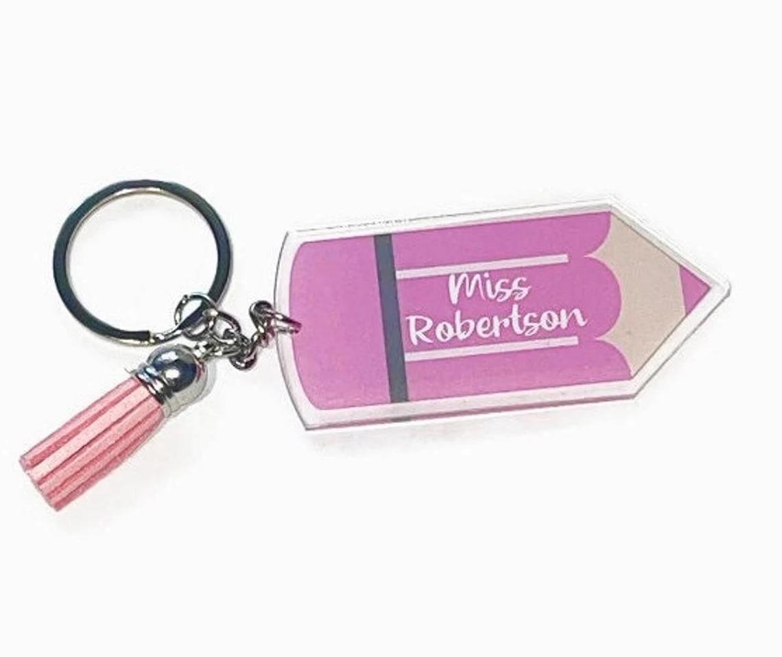 Personalized Teachers Day acrylic pencil keychain