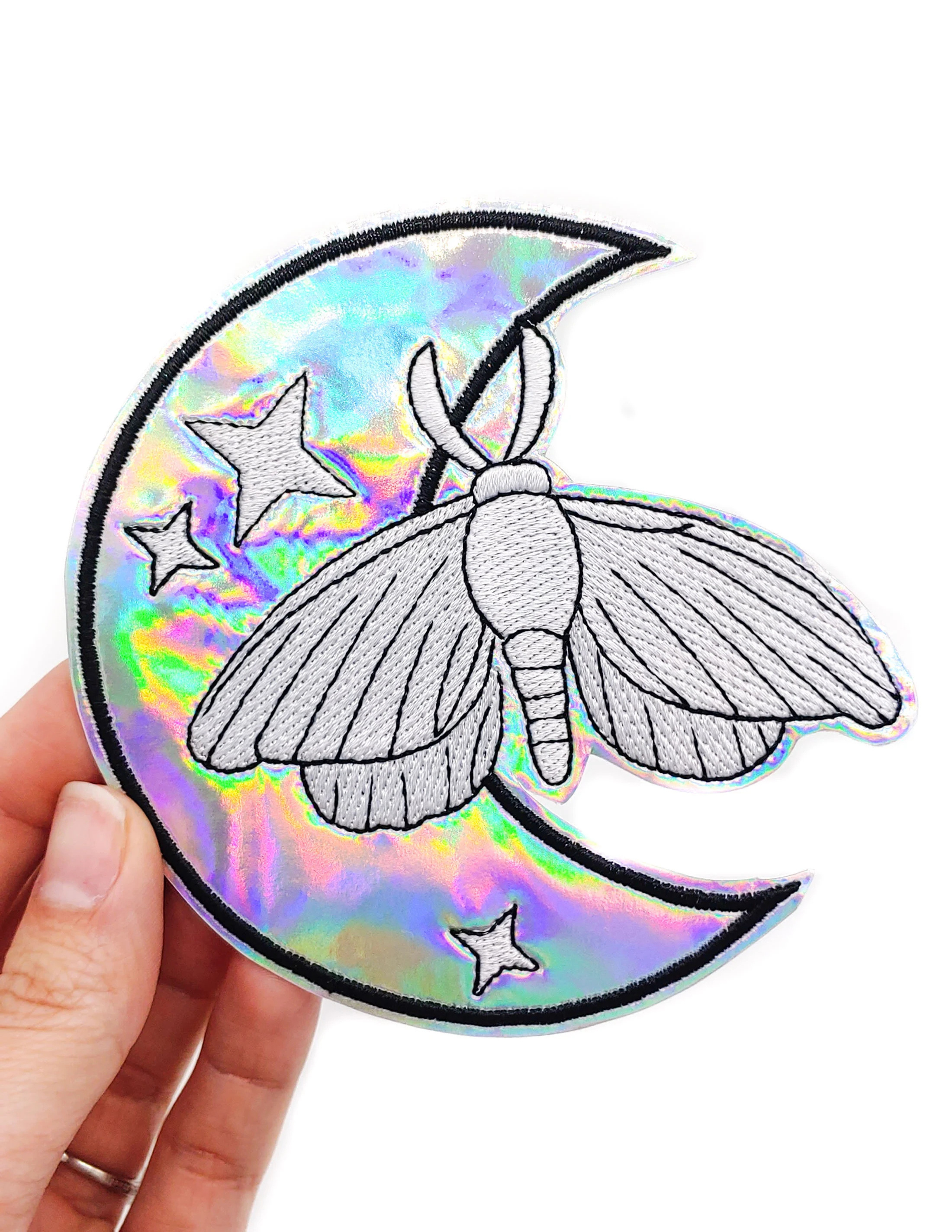 Holographic Patches Badge Holo Hologram Mirror Iridescent Vinyl Iron On Embroidered Embroidery Patch