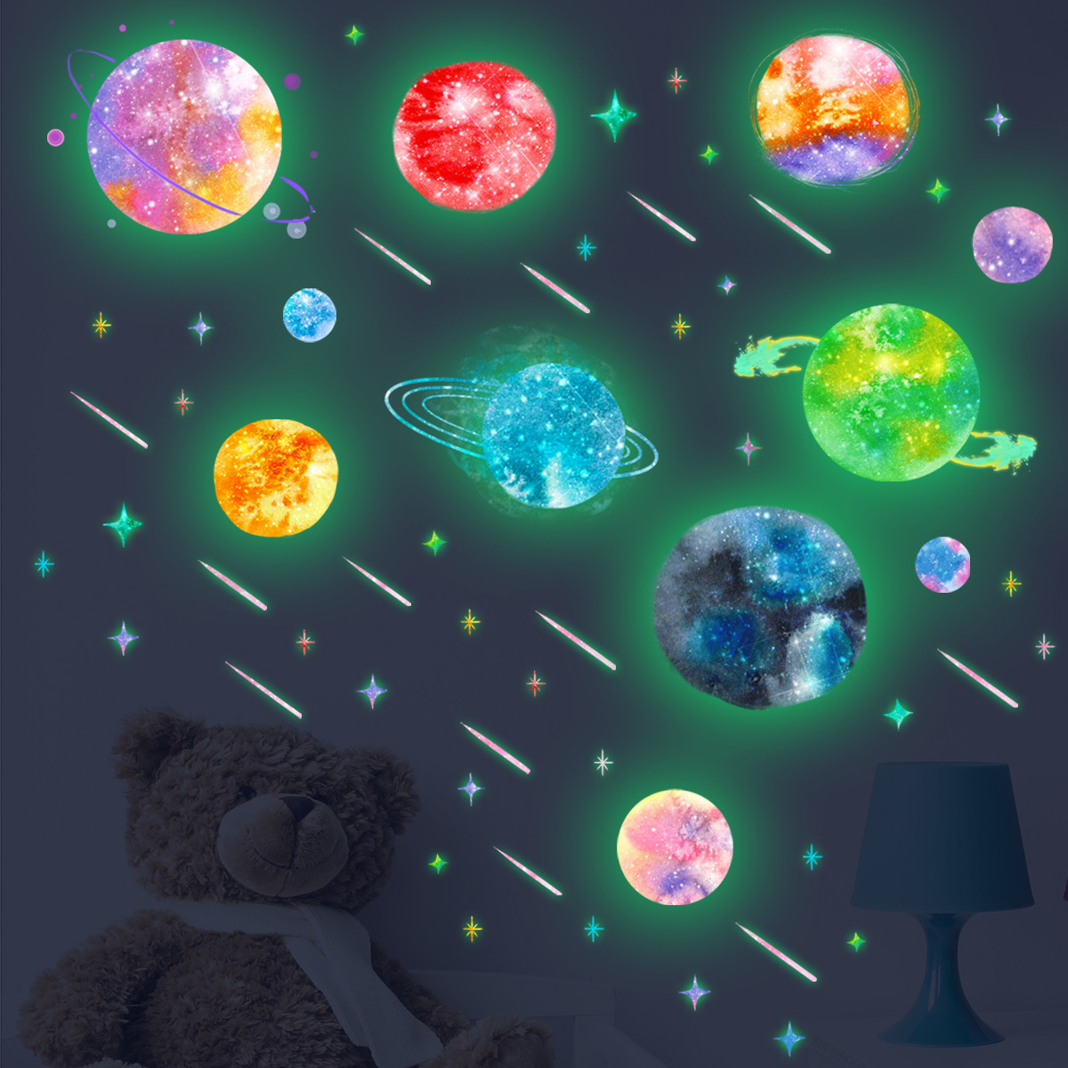 Wall Stickers luminous Custom Wholesale Bright Planets Decals Sticker for Kids Bedroom Room