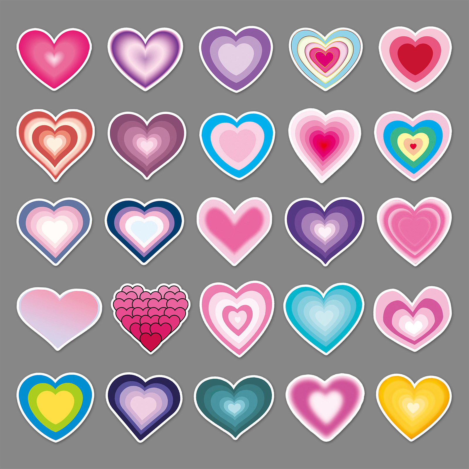 Popular Heart Shape Gradational Die Cut Logo Laser Stickers Custom Kid Stickers