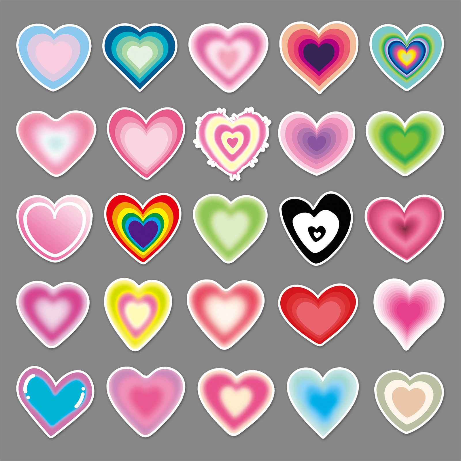 Popular Heart Shape Gradational Die Cut Logo Laser Stickers Custom Kid Stickers