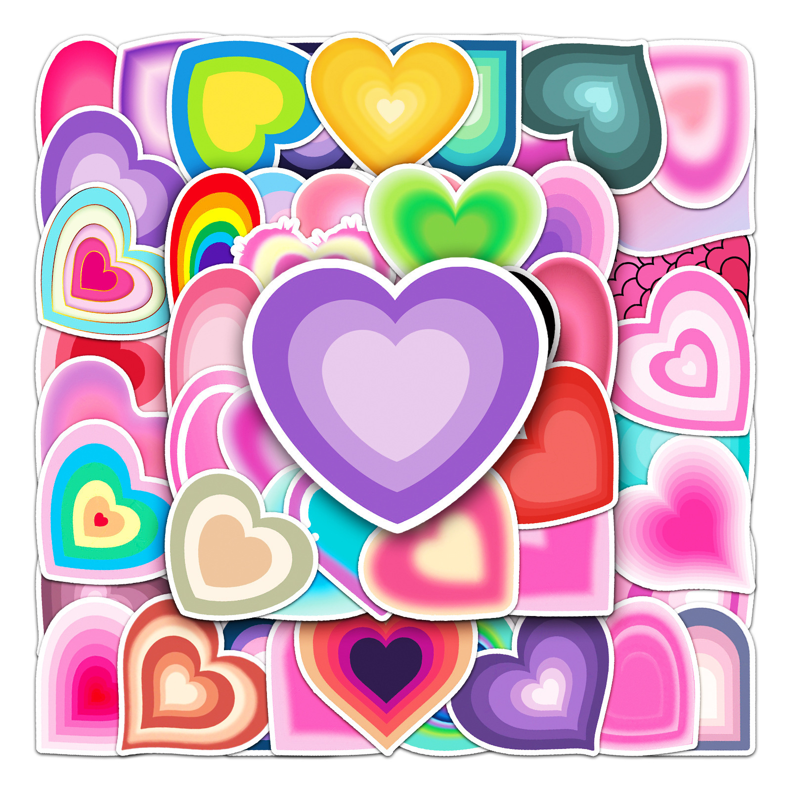 Popular Heart Shape Gradational Die Cut Logo Laser Stickers Custom Kid Stickers