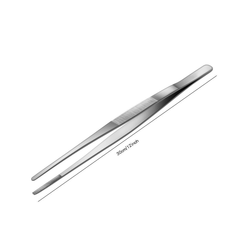 High Quality Stainless Steel Chef Offset Tweezers Kitchen Tongs for Fine Cooking Food, Sushi, BBQ, and Aquatic Plants