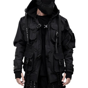 Wholesale Custom Techwear Fashion Jacket For Men Breathable Black Hooded Waterproof Streetwear windbreaker jacket for men