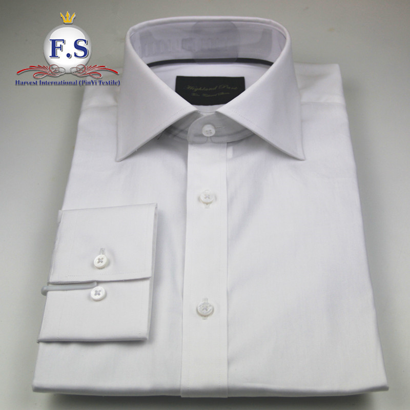 100% Cotton MEN' DRESS SHIRT fashion high end high spread cutaway collar pure white poplin dress custom shirt