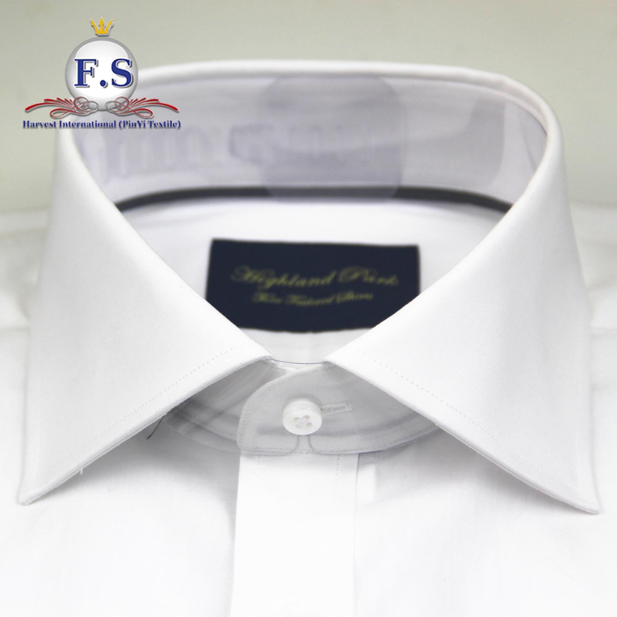 100% Cotton MEN' DRESS SHIRT fashion high end high spread cutaway collar pure white poplin dress custom shirt