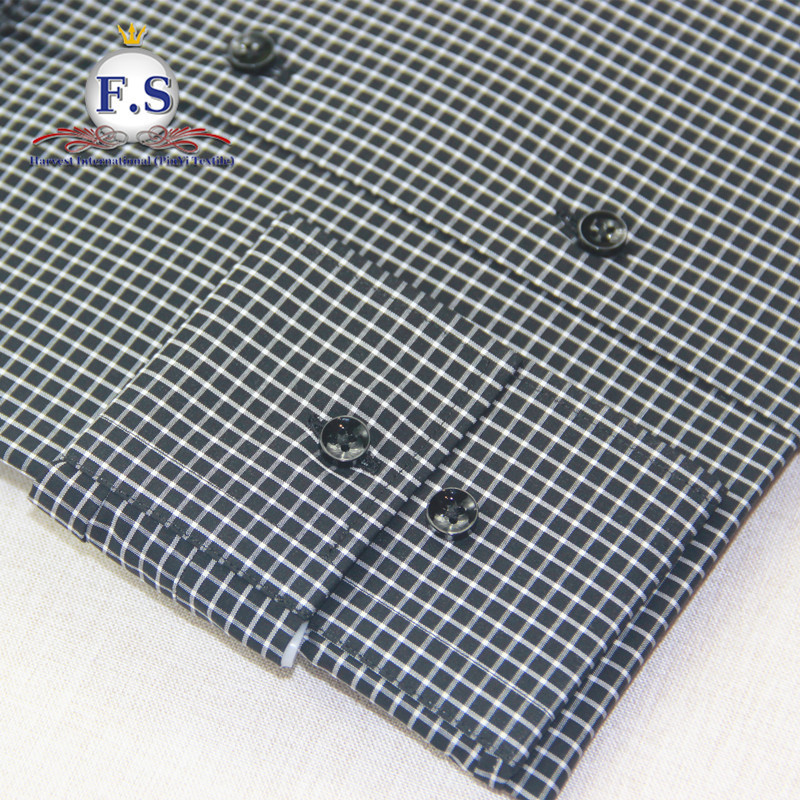 100% Cotton check poplin high end bespoke mens dress shirts