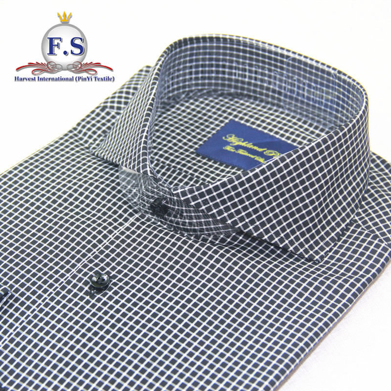 100% Cotton check poplin high end bespoke mens dress shirts