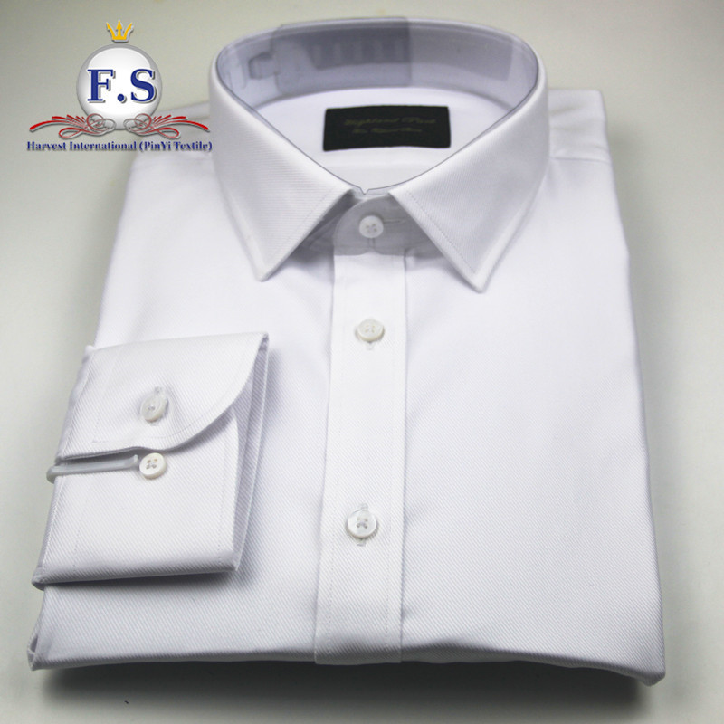 100% Cotton MEN' DRESS SHIRT high end formal 100 cotton pure white non iron twill shirt