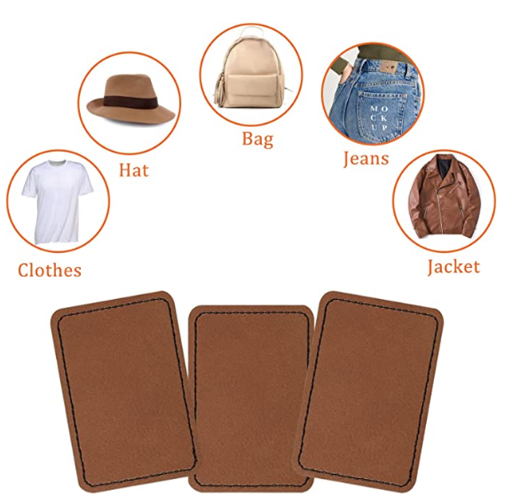 Blank Leather  Patches with Adhesive Patches for Hats Jackets Backpacks Faux Laser Patches for Hats Jackets Backpacks DIY