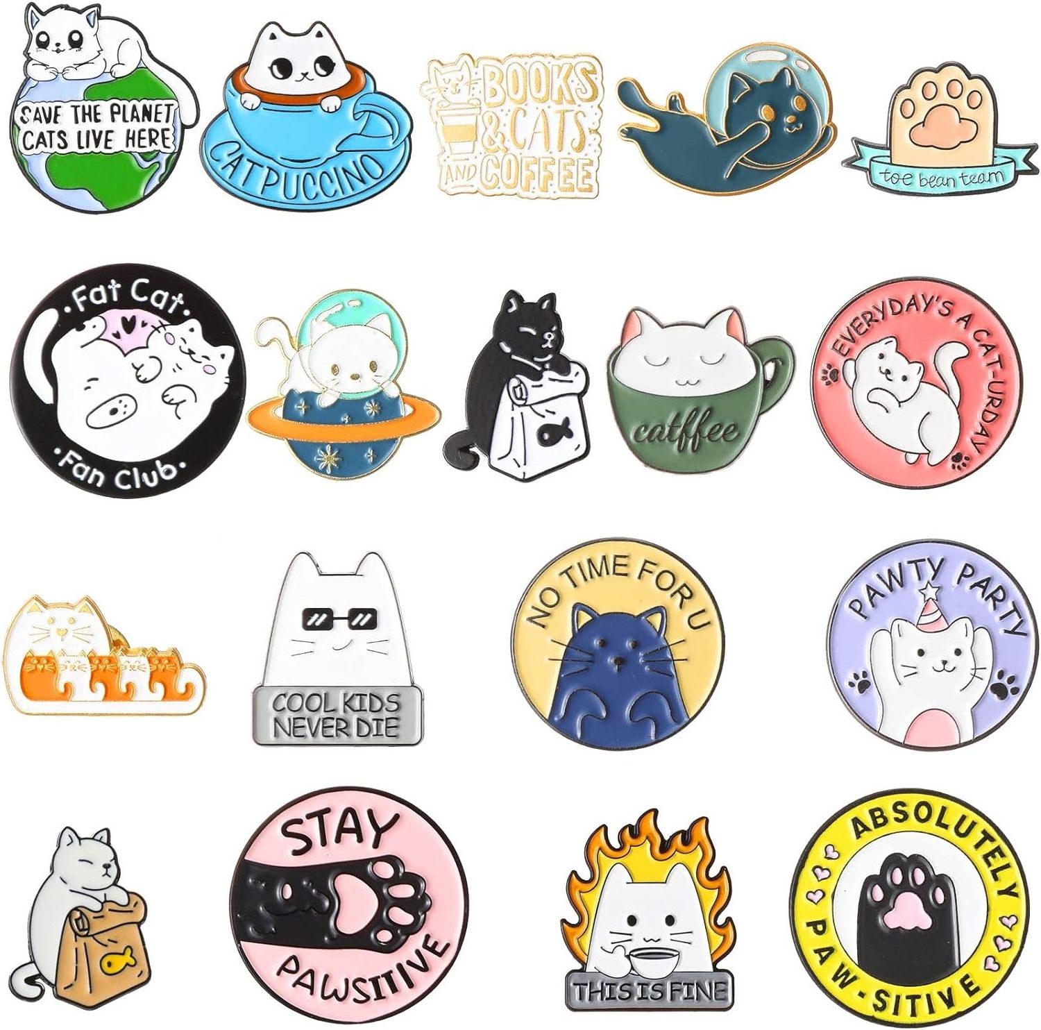 Funny Cute Cats Enamel Pins Novelty Cartoon Animal Brooch Pins Lovely Mini Lapel Pins  Alloy Plated Badges