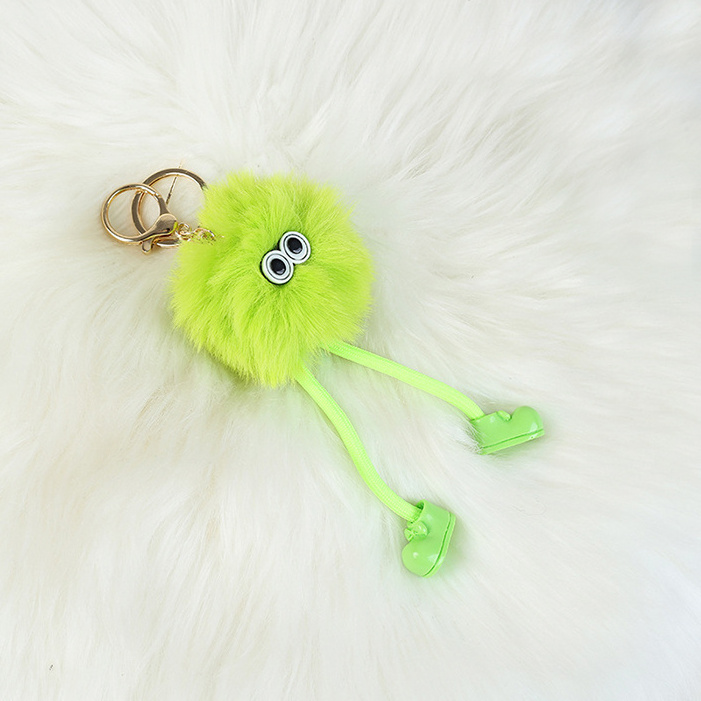 Wholesale Plush Small Coal Ball Doll Pendant Key Rings Cartoon Cute Woman Keychains Student Bag Ornament