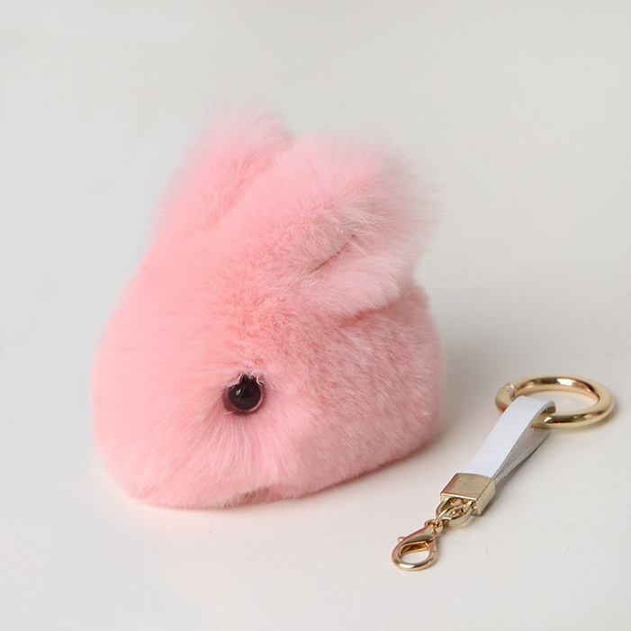 High Quality Plush Bunny Keychain Fluffy Puff Ball Pendant Cute Fur Rabbit Keychains For Gifts